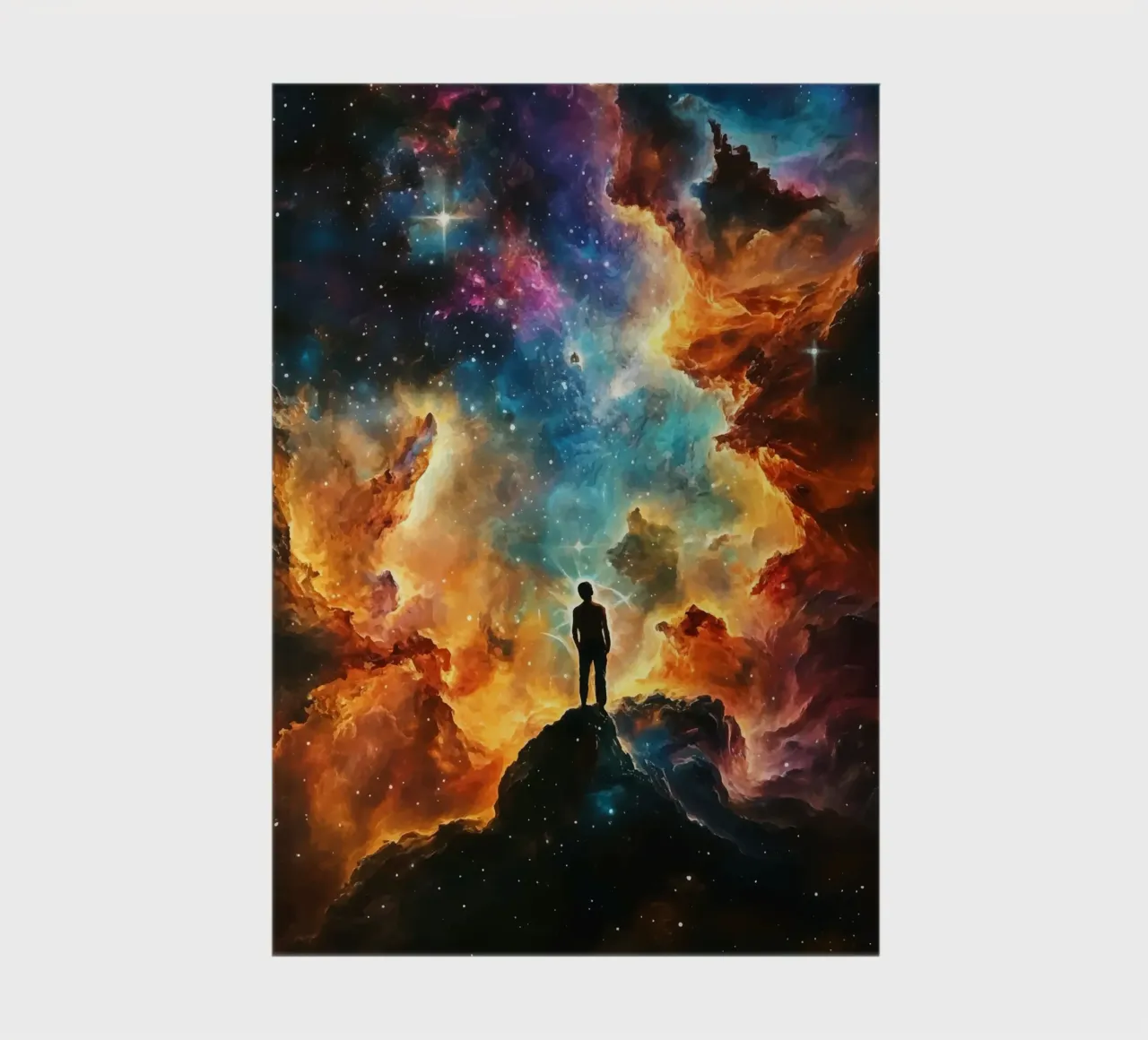 Man in the colourful starry nebula notebook by pixelbull - medieval art and more