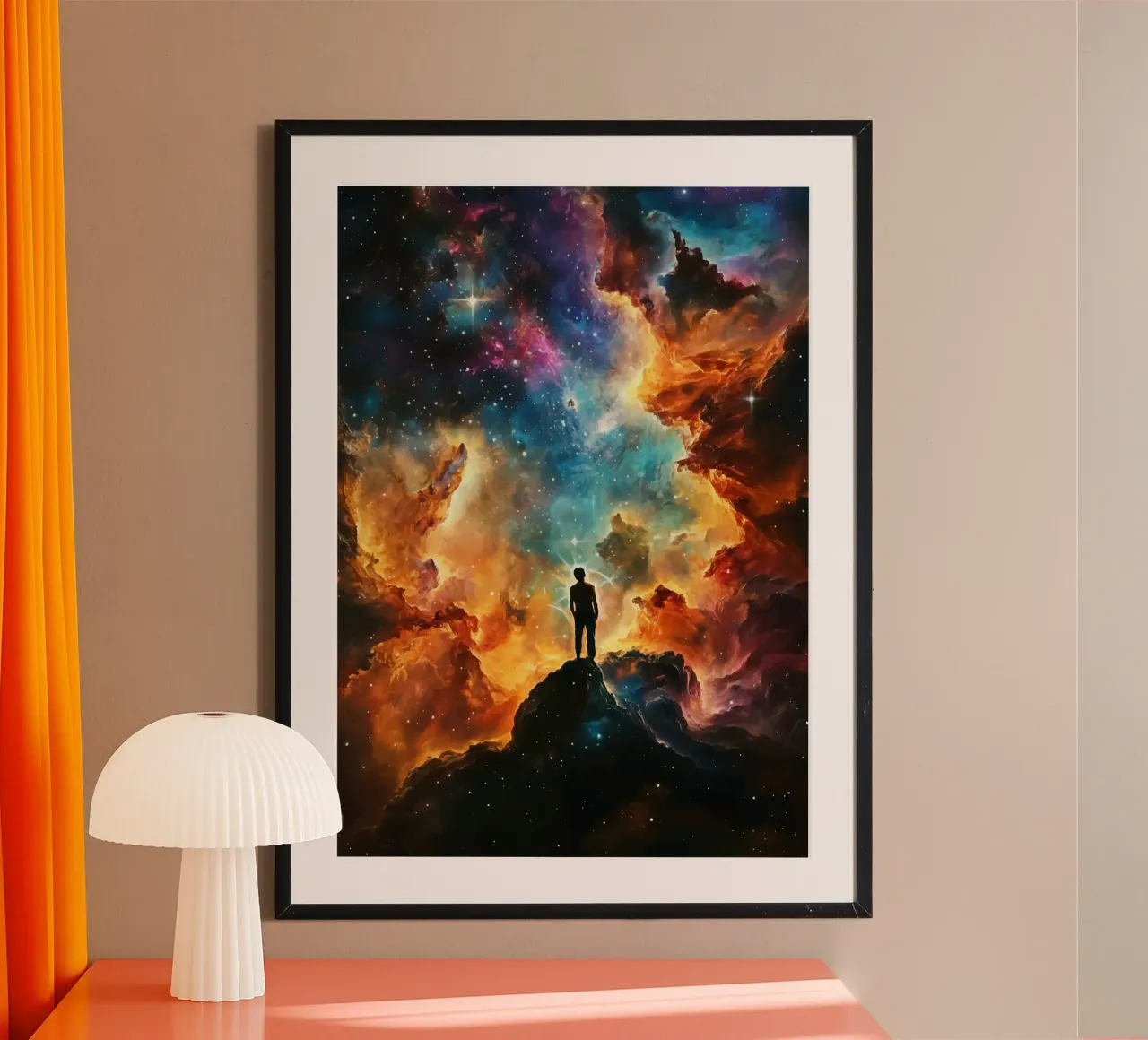 Man in the colourful starry nebula hahnemühle by pixelbull - medieval art and more