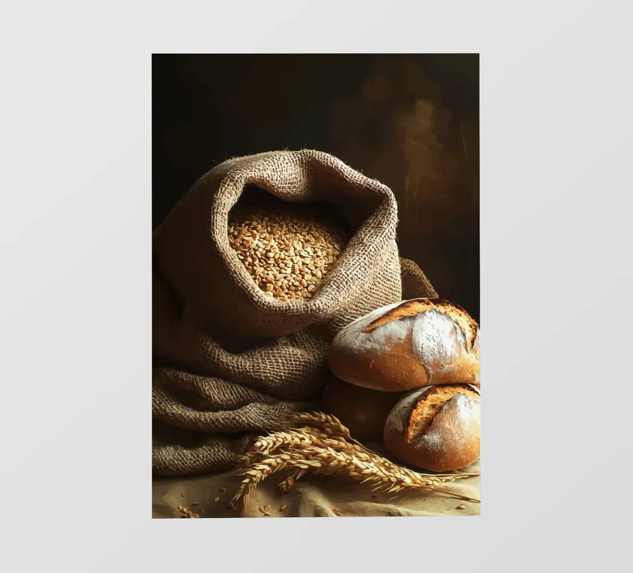 Sacco di grano con pagnotte di pane telo in pvc da pixelbull - medieval art and more