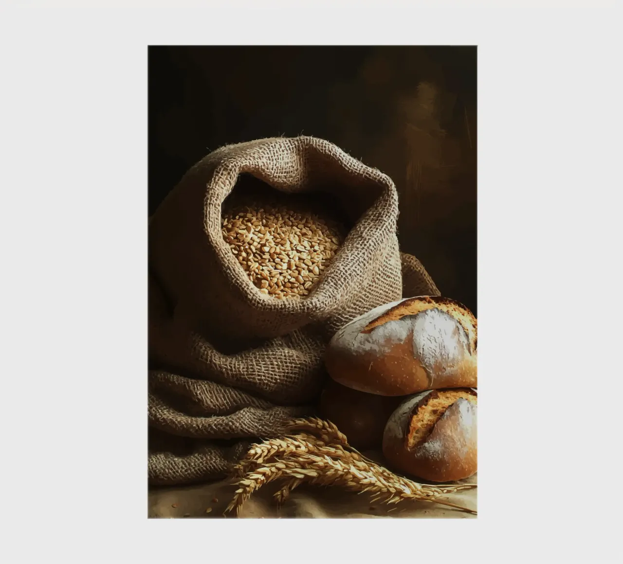Wheat sack with loaves of bread notebook by pixelbull - medieval art and more