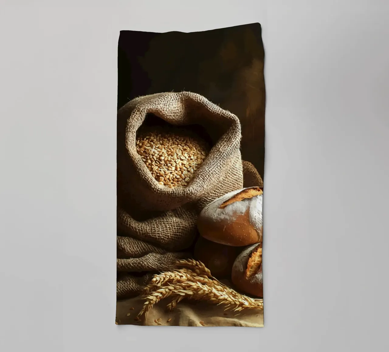 Wheat sack with loaves of bread towel by pixelbull - medieval art and more