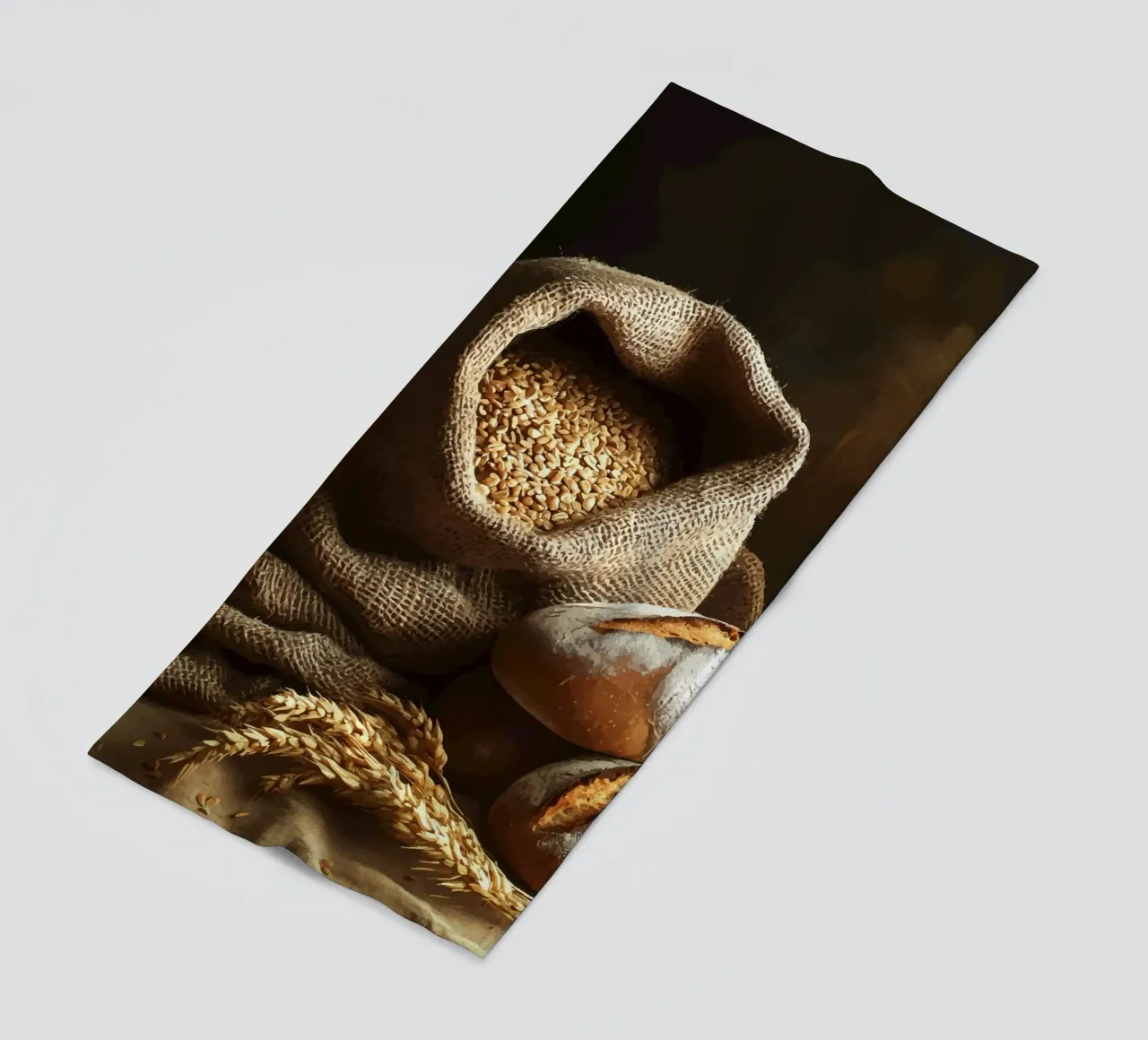 Sacco di grano con pagnotte di pane telo mare da pixelbull - medieval art and more
