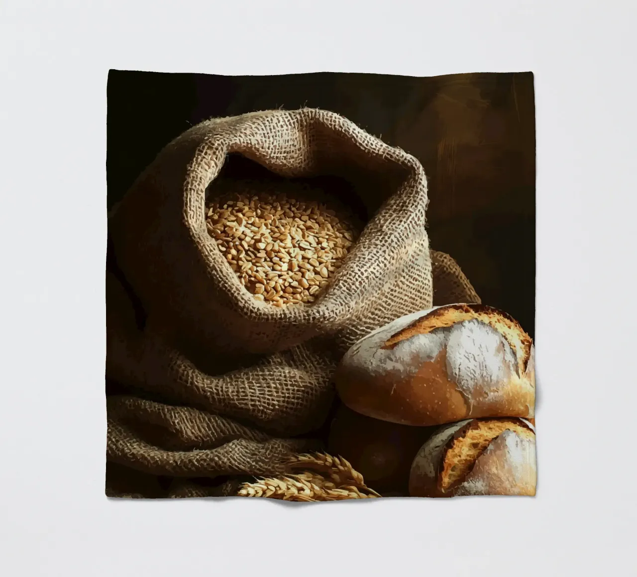 Sacco di grano con pagnotte di pane coperta in pile da pixelbull - medieval art and more