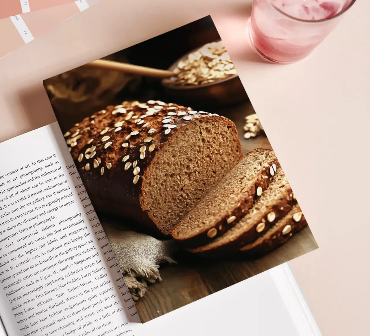 Oat bread on a wooden table notebook by pixelbull - medieval art and more