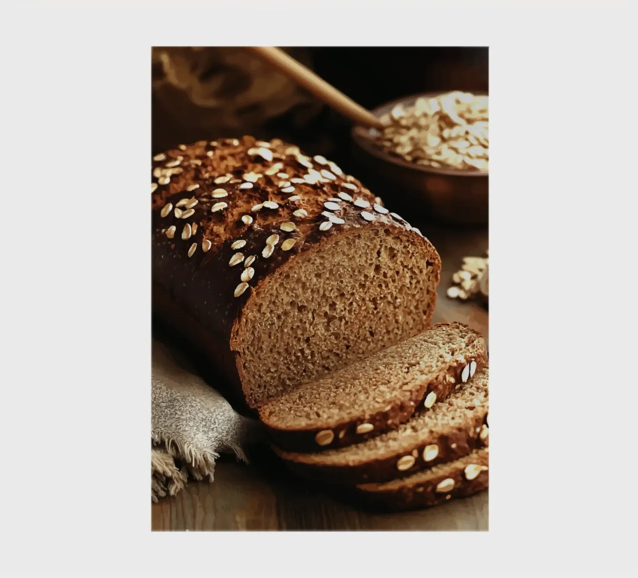 Oat bread on a wooden table notebook by pixelbull - medieval art and more