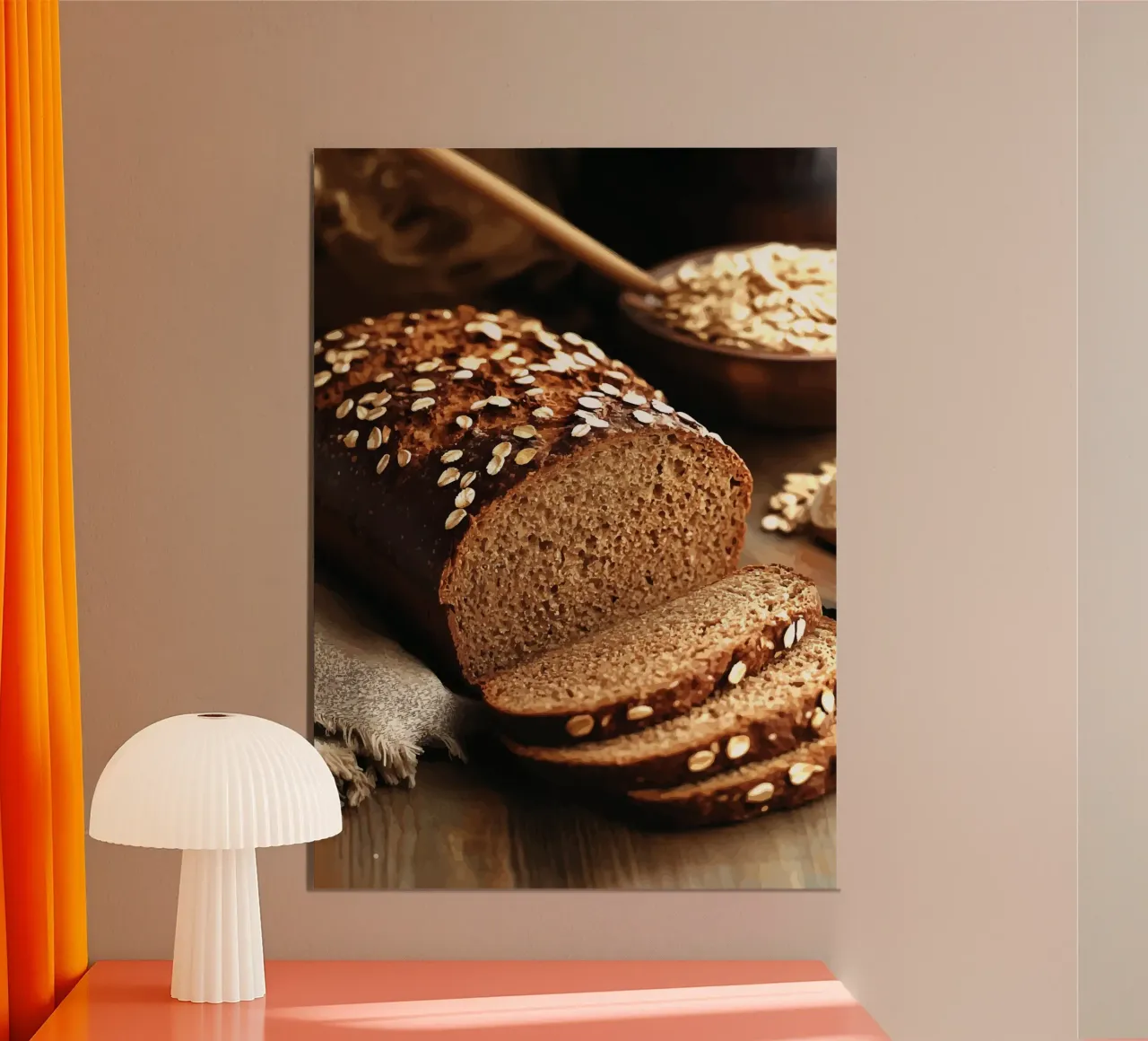 Pane d'avena su un tavolo di legno alluminio dibond da pixelbull - medieval art and more