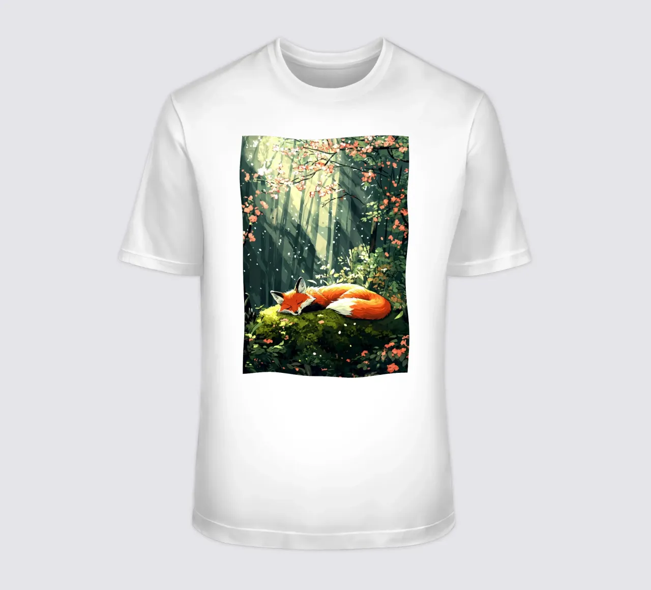 Sleeping fox in the spring forest t-shirt by pixelbull - medieval art and more