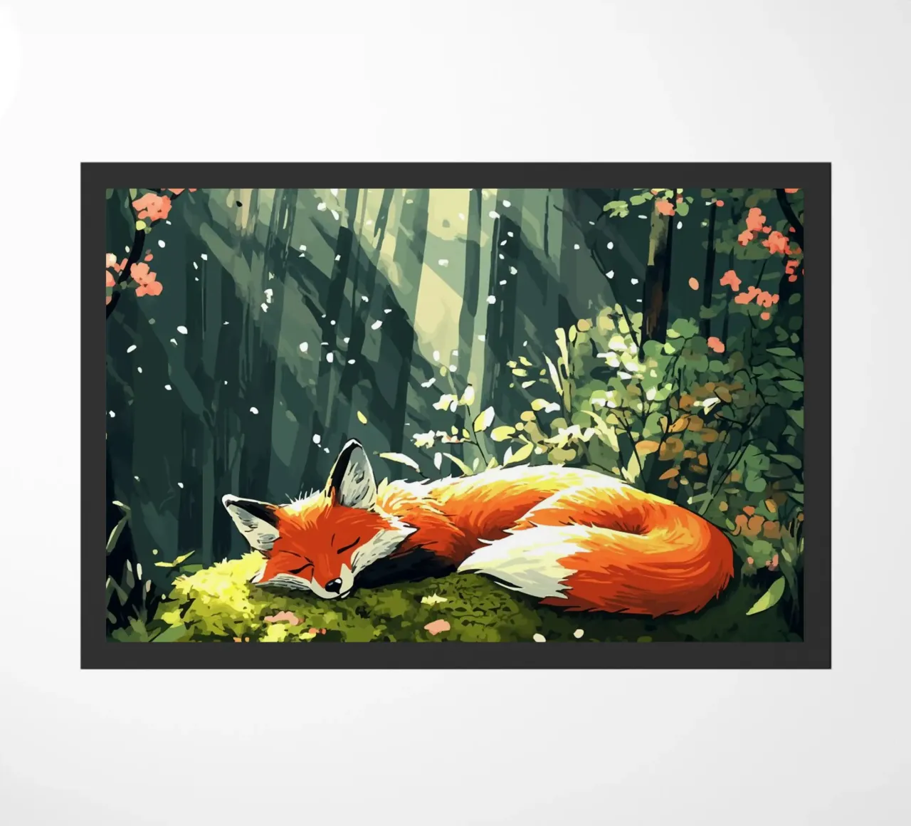 Sleeping fox in the spring forest doormat by pixelbull - medieval art and more