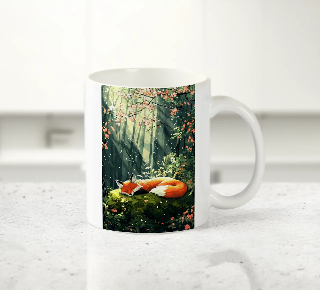 Schlafender Fuchs im Frühlingswald Keramik Tasse von pixelbull - medieval art and more