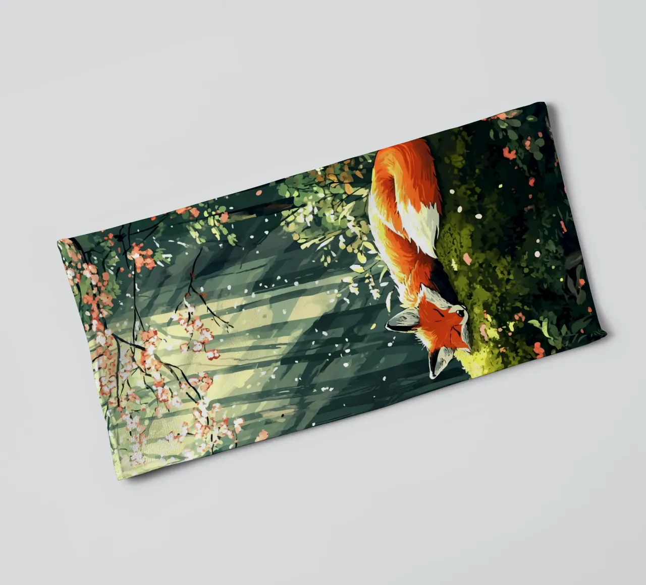 Sleeping fox in the spring forest towel by pixelbull - medieval art and more