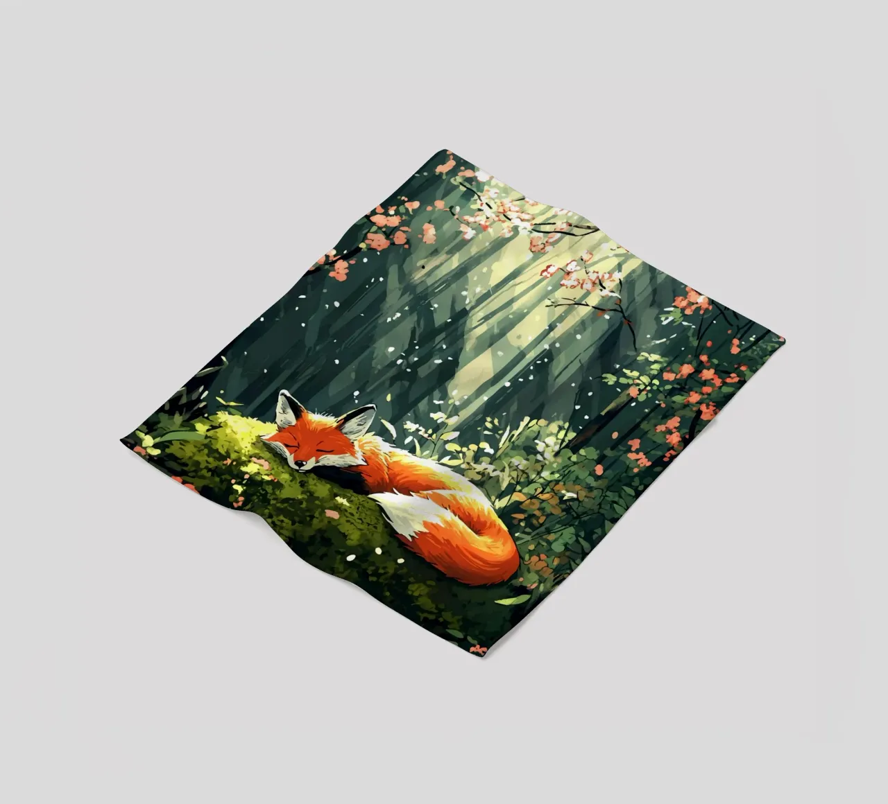 Sleeping fox in the spring forest fleece blanket by pixelbull - medieval art and more
