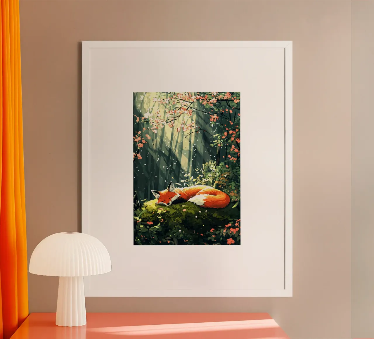 Sleeping fox in the spring forest hahnemühle by pixelbull - medieval art and more