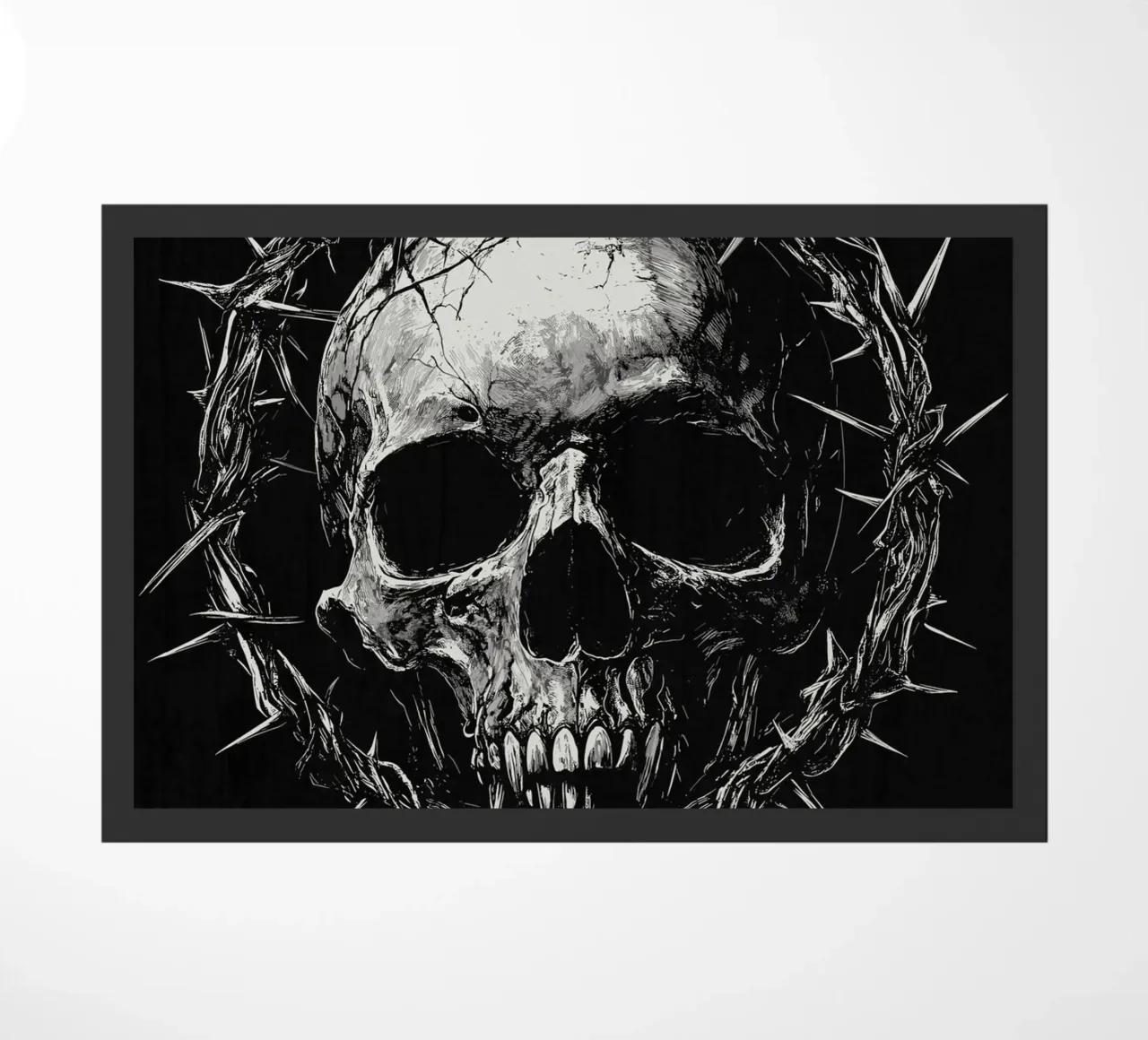 Teschio con corona di spine zerbino da pixelbull - medieval art and more