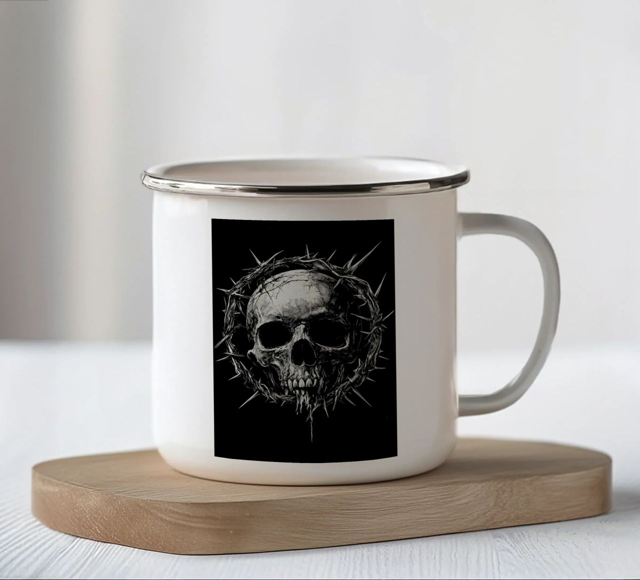 Teschio con corona di spine tazza in smalto da pixelbull - medieval art and more