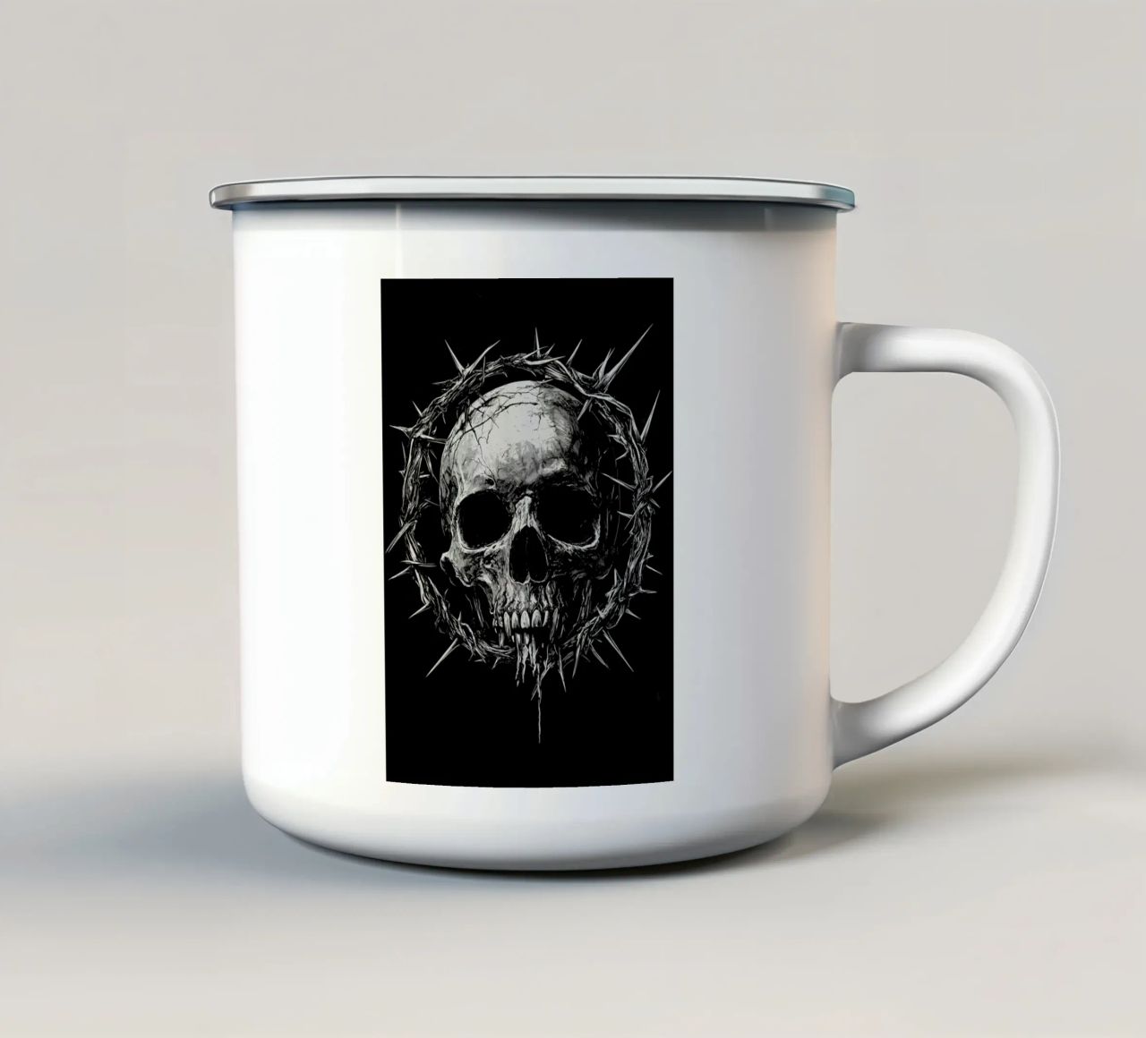 Teschio con corona di spine tazza in smalto da pixelbull - medieval art and more