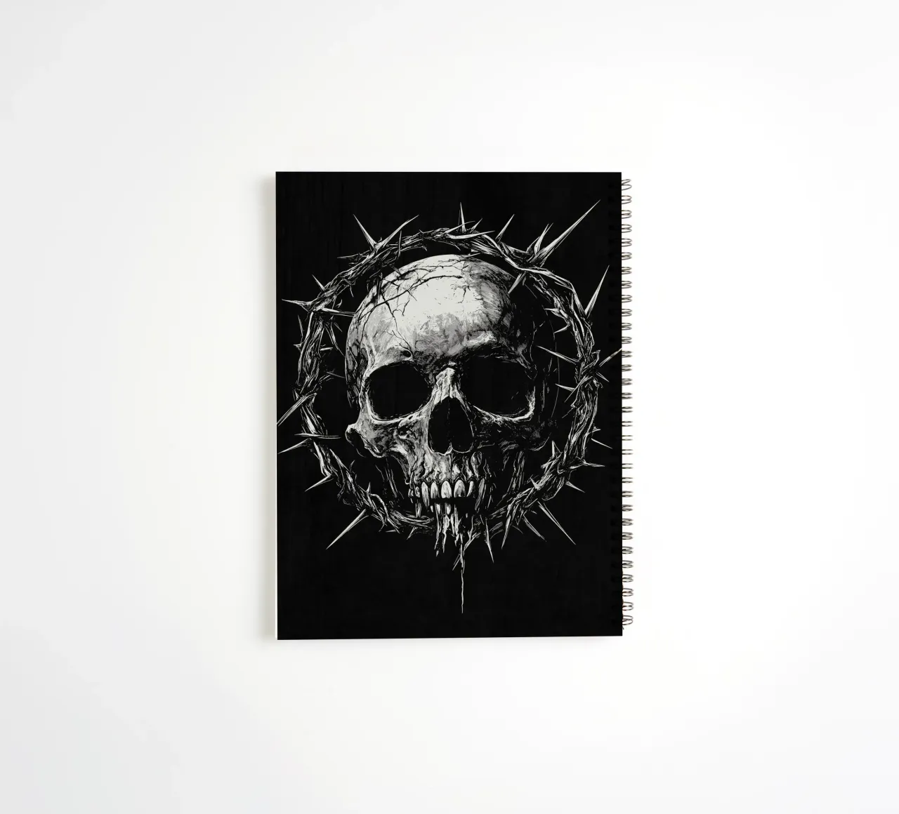 Skull with crown of thorns spiral notebook by pixelbull - medieval art and more