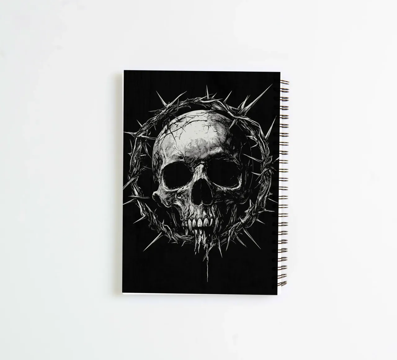 Skull with crown of thorns spiral notebook by pixelbull - medieval art and more