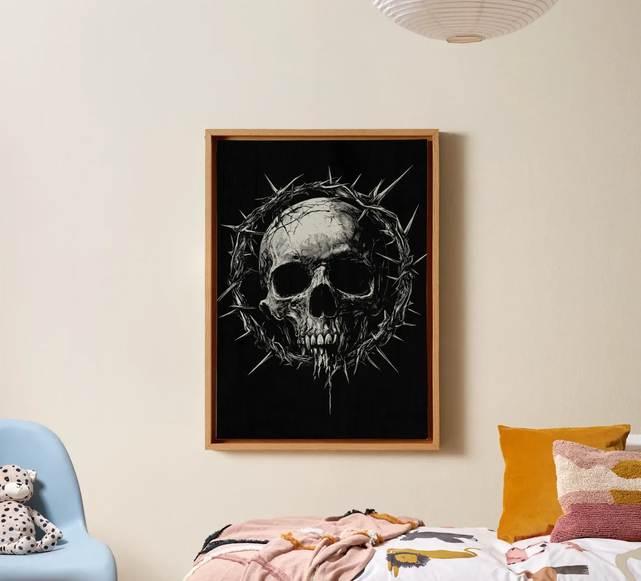 Teschio con corona di spine tela con Cornice a cassetta da pixelbull - medieval art and more