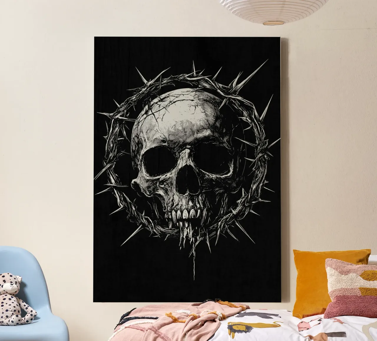 Teschio con corona di spine tela con Cornice a cassetta da pixelbull - medieval art and more