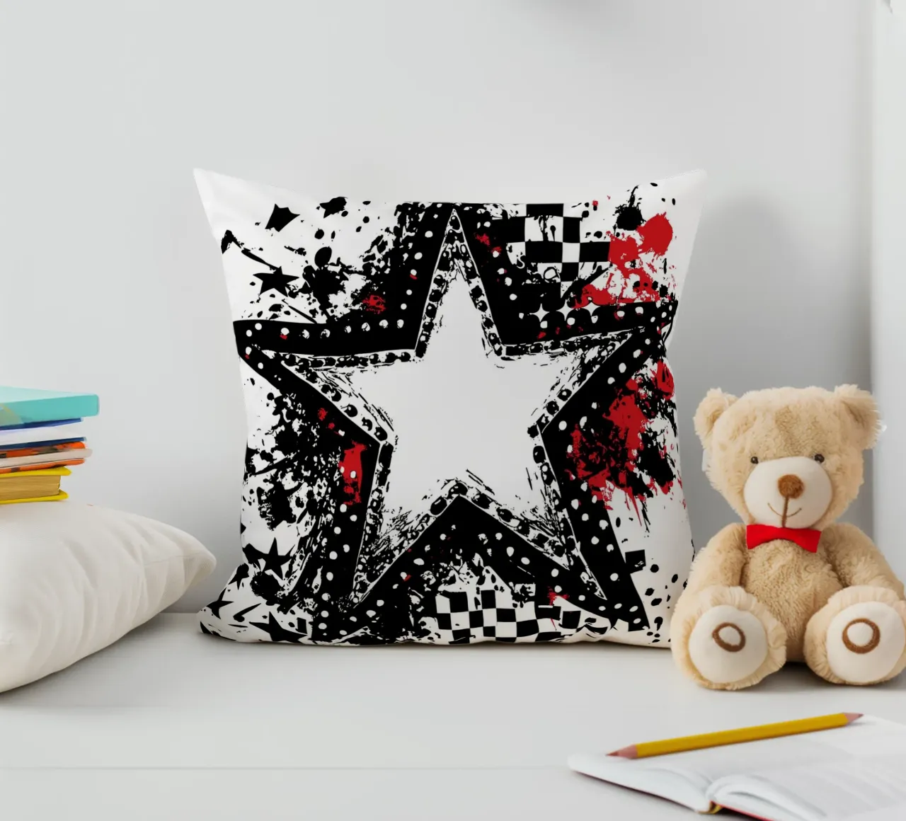Stella punk con elementi graffiti cuscino da pixelbull - medieval art and more