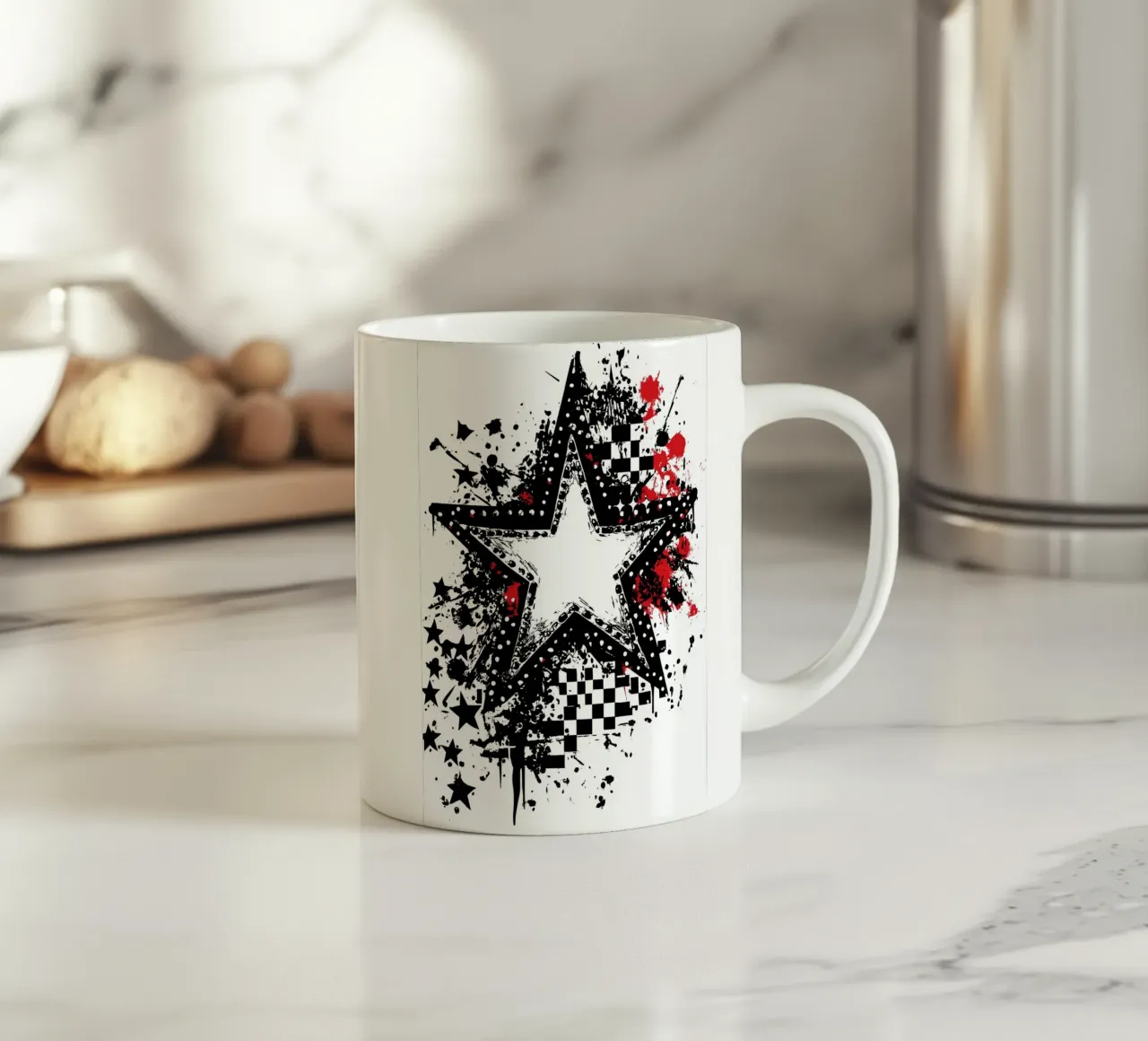 Stella punk con elementi graffiti tazza in ceramica da pixelbull - medieval art and more