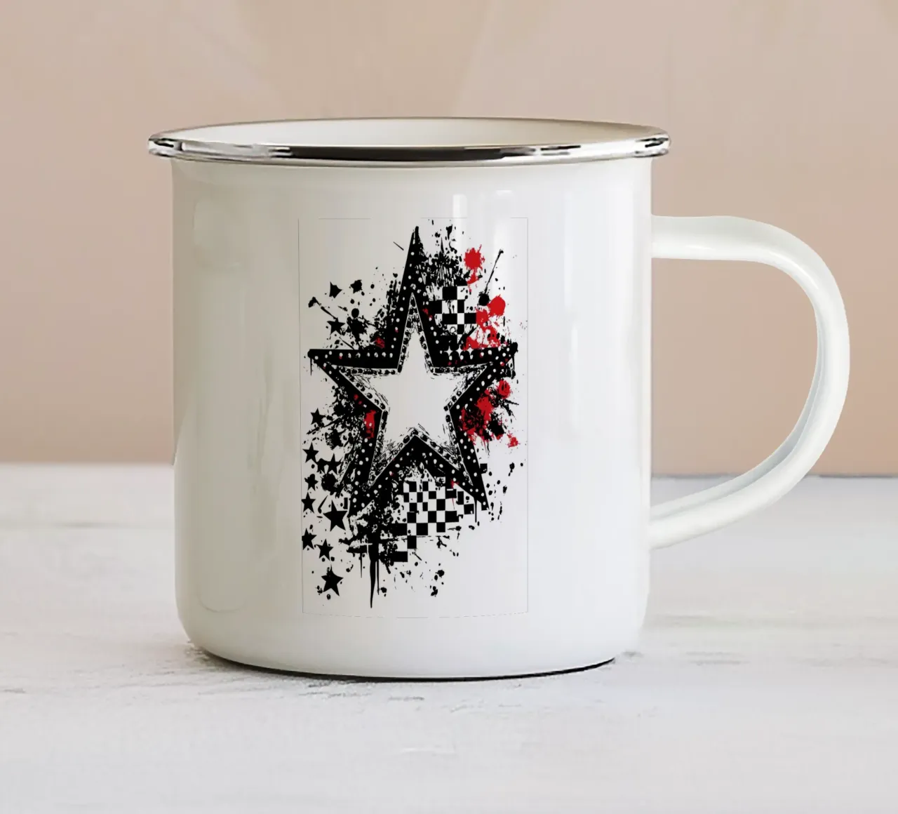 Stella punk con elementi graffiti tazza in smalto da pixelbull - medieval art and more