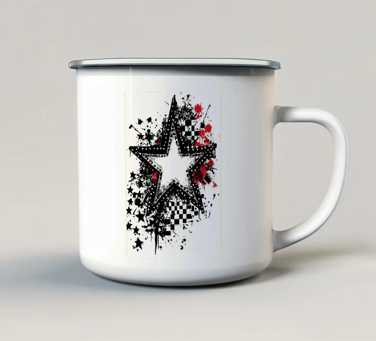 Stella punk con elementi graffiti tazza in smalto da pixelbull - medieval art and more