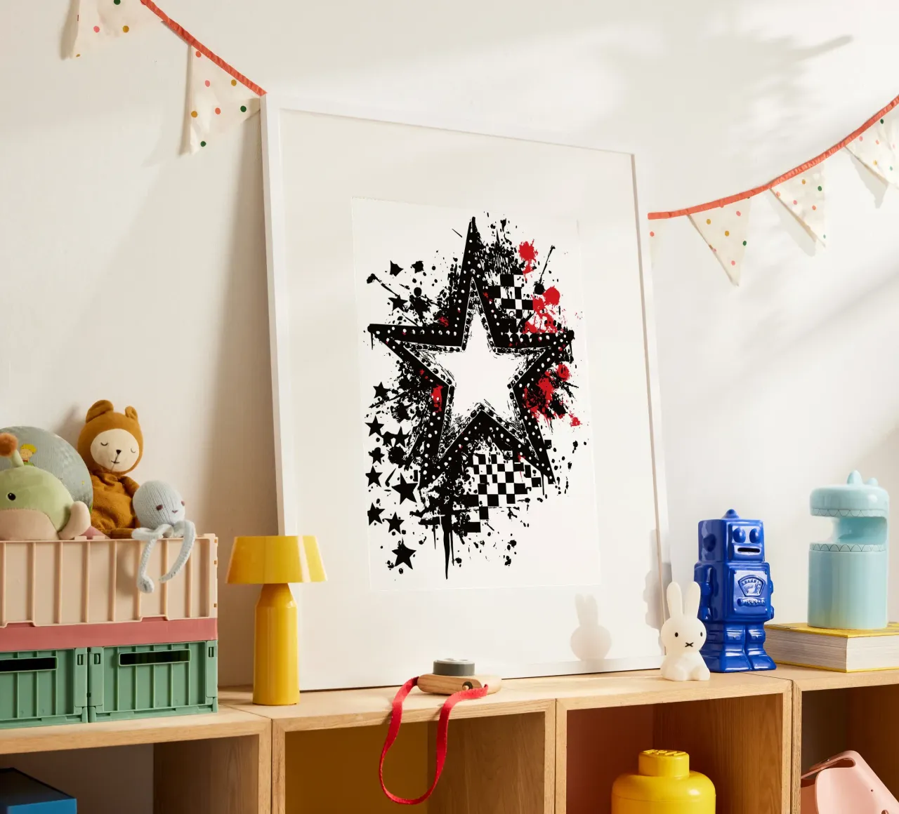 Stella punk con elementi graffiti poster con telaio in plastica da pixelbull - medieval art and more