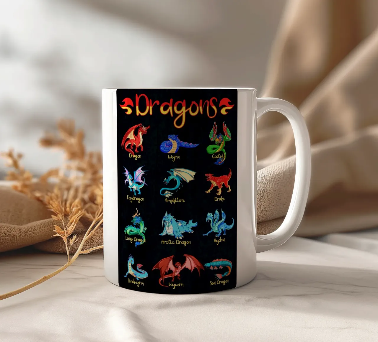 Specie di drago con nome tazza in ceramica da pixelbull - medieval art and more