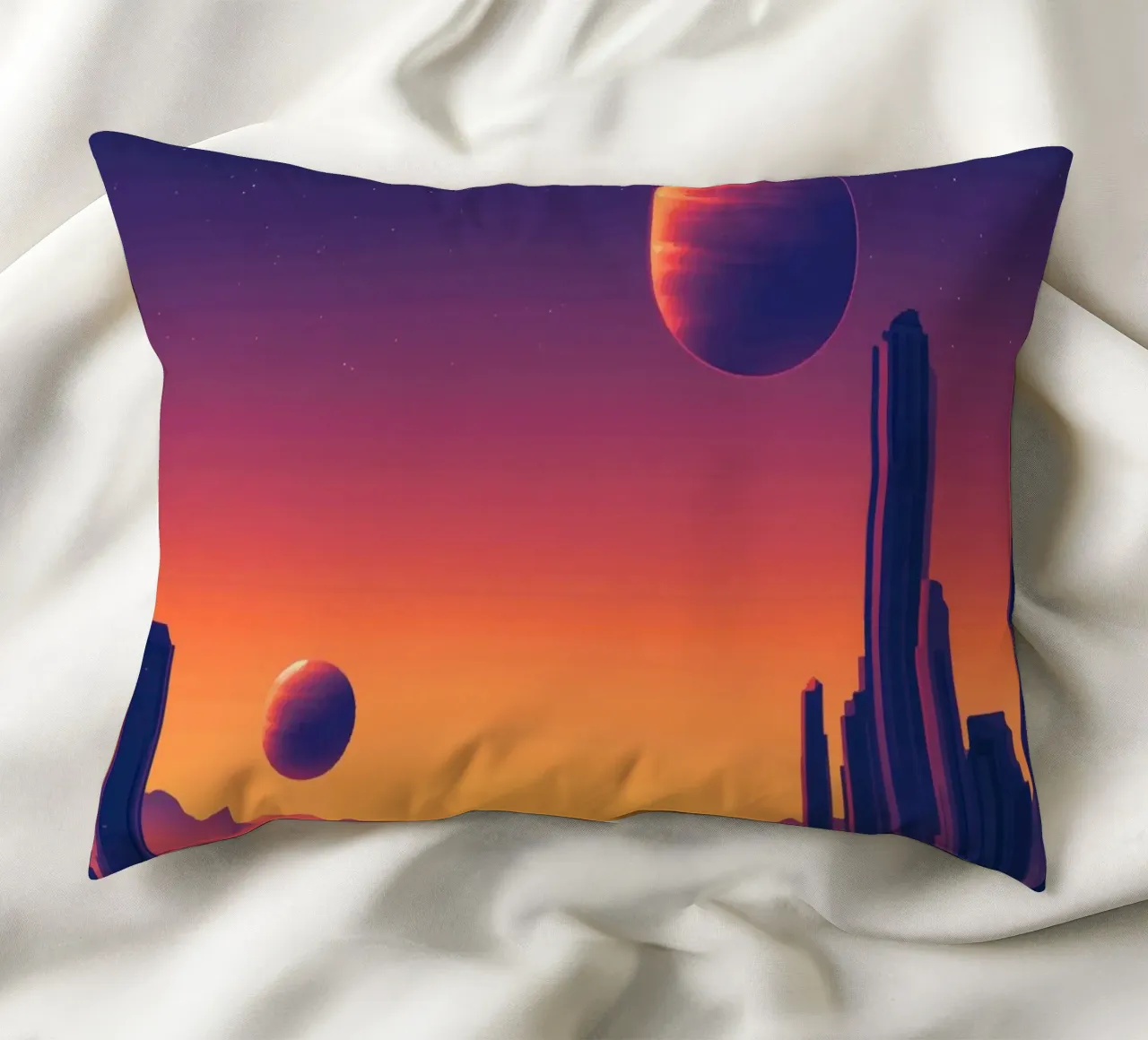 Tramonto di due pianeti cuscino da pixelbull - medieval art and more