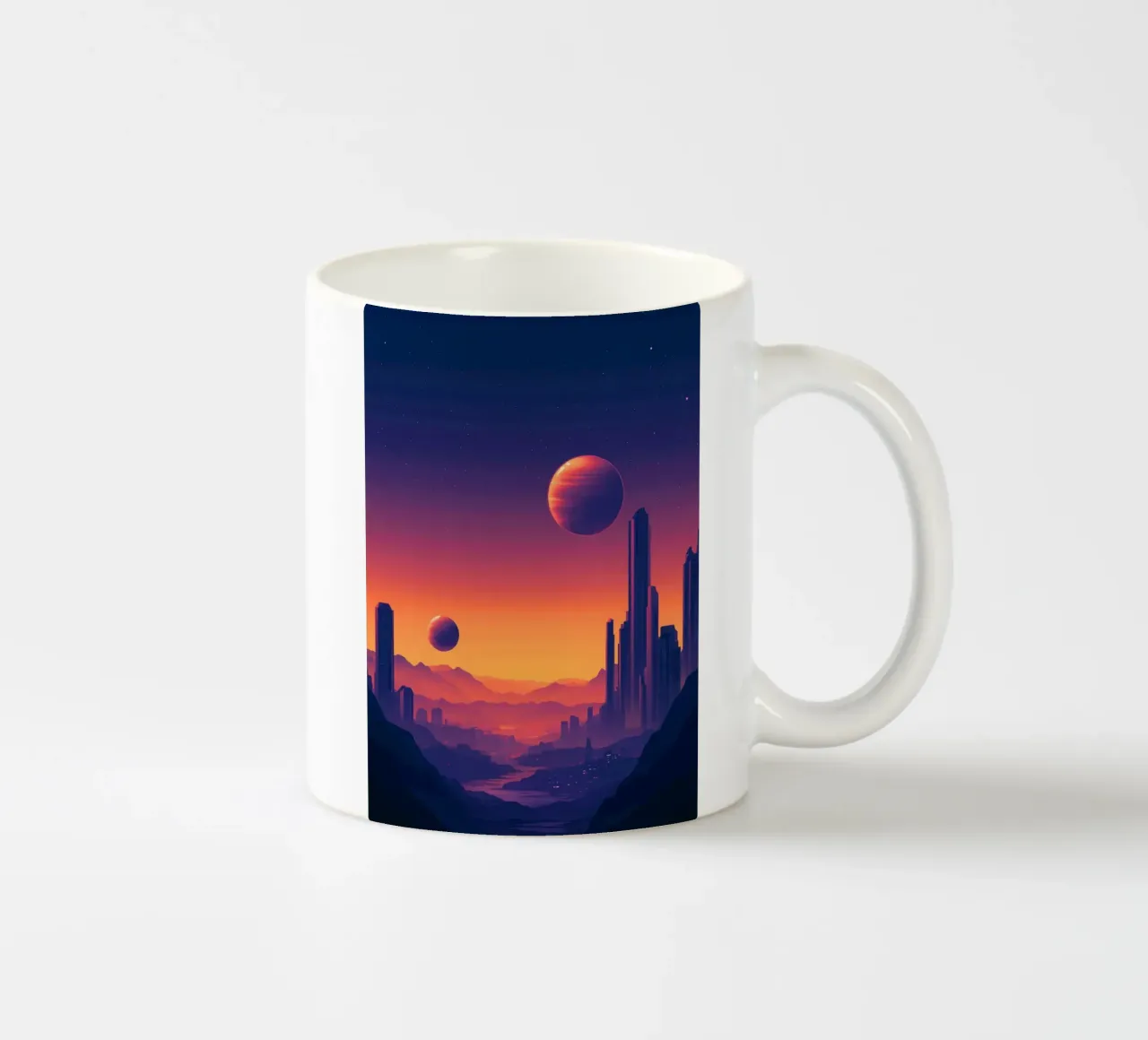 Tramonto di due pianeti tazza in ceramica da pixelbull - medieval art and more