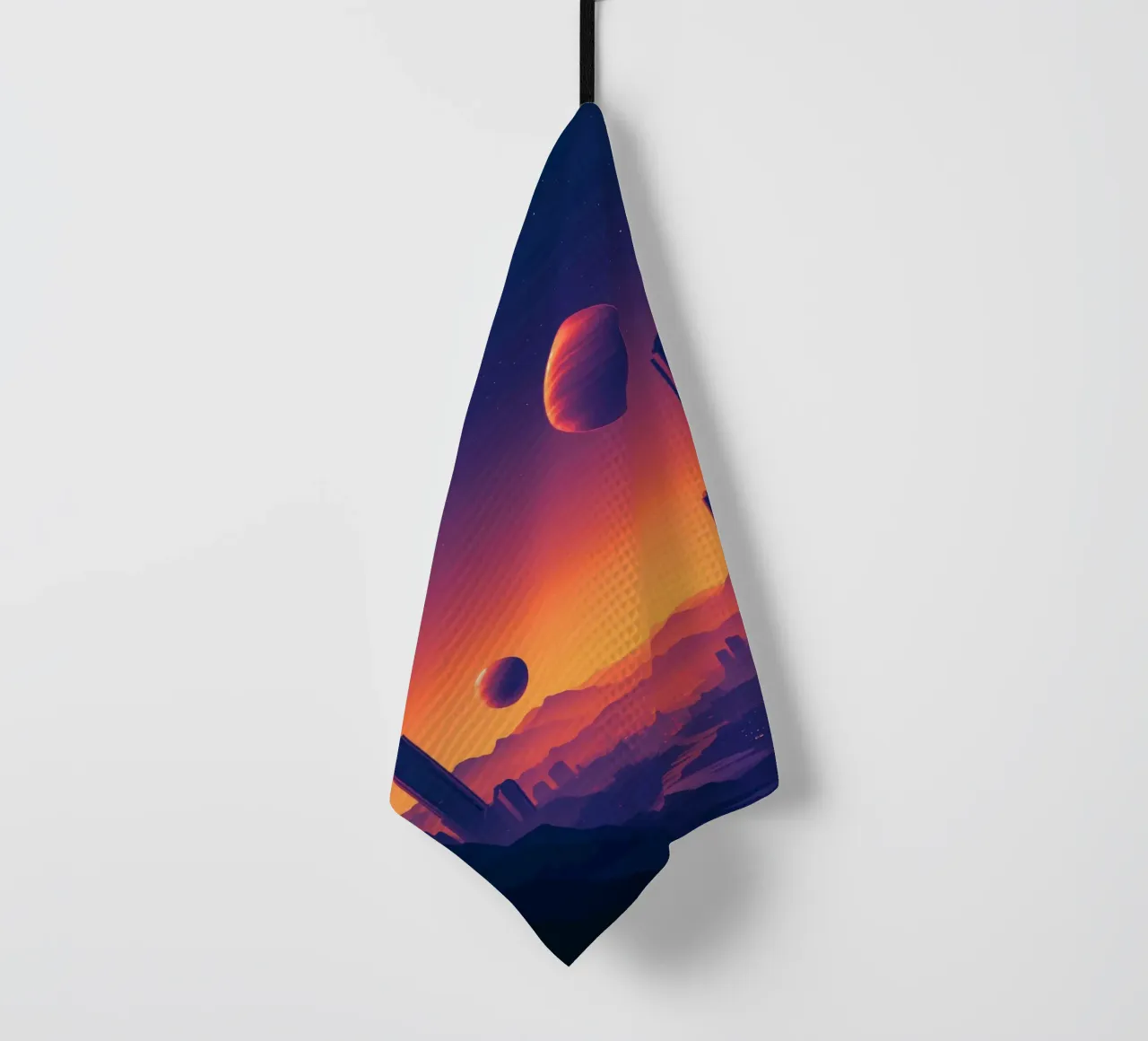 Tramonto di due pianeti canovaccio da cucina da pixelbull - medieval art and more