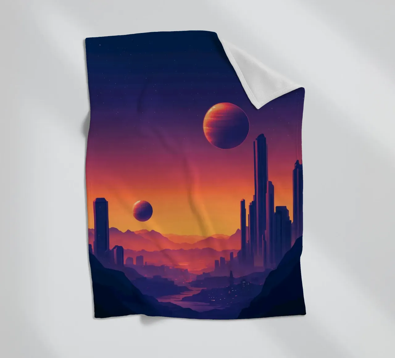 Tramonto di due pianeti coperta in pile da pixelbull - medieval art and more