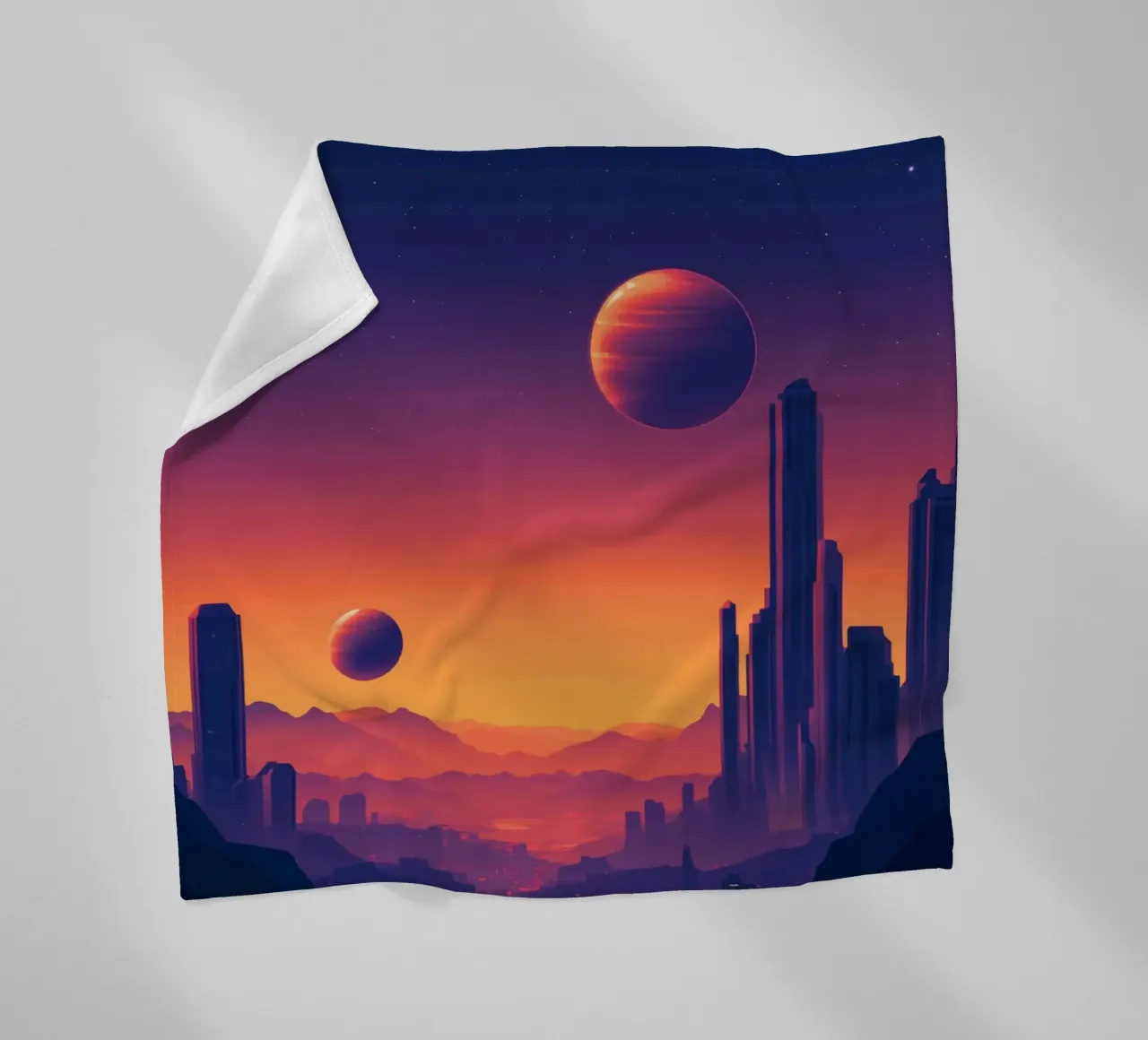 Tramonto di due pianeti coperta in pile da pixelbull - medieval art and more