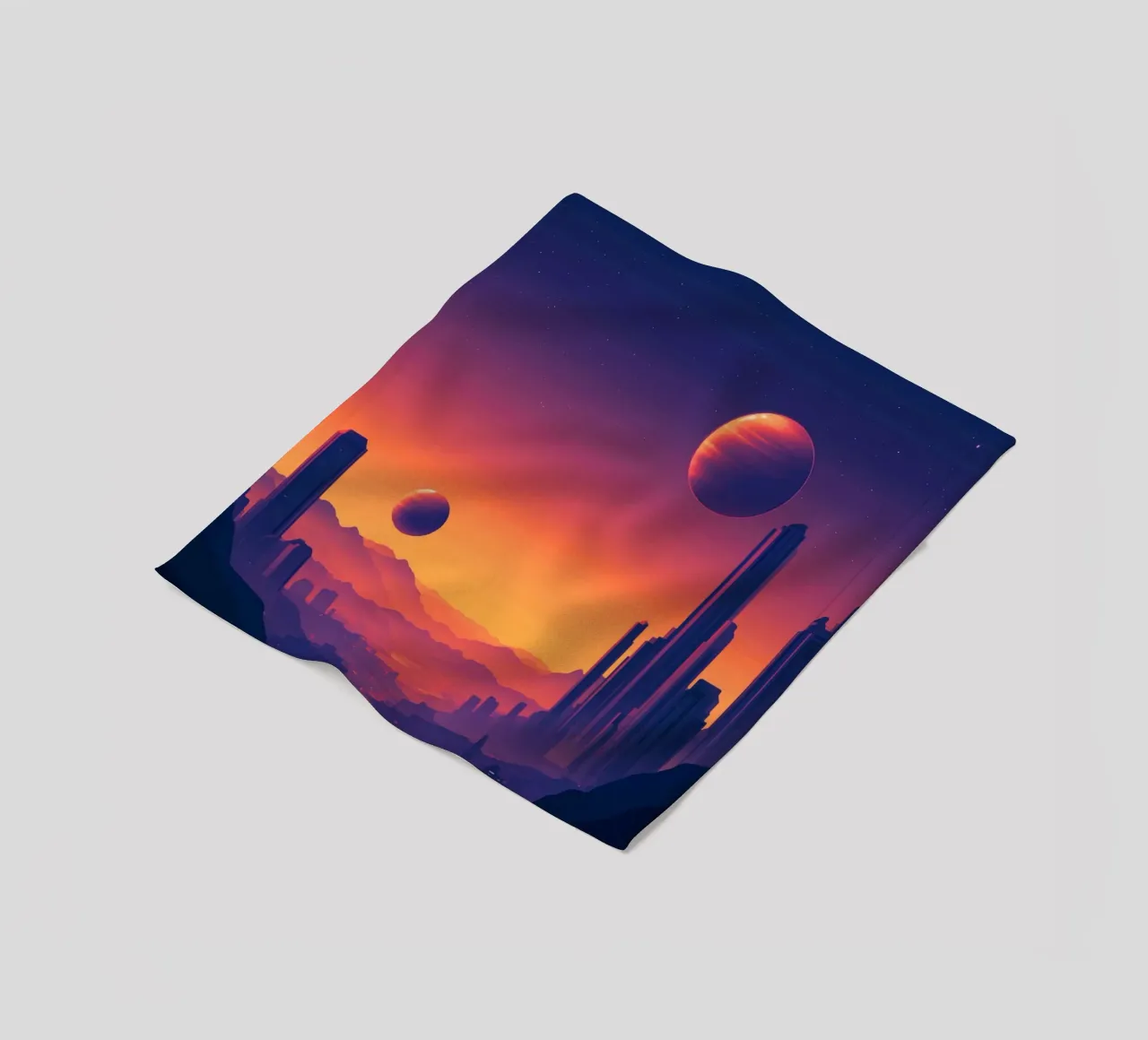 Tramonto di due pianeti coperta in pile da pixelbull - medieval art and more