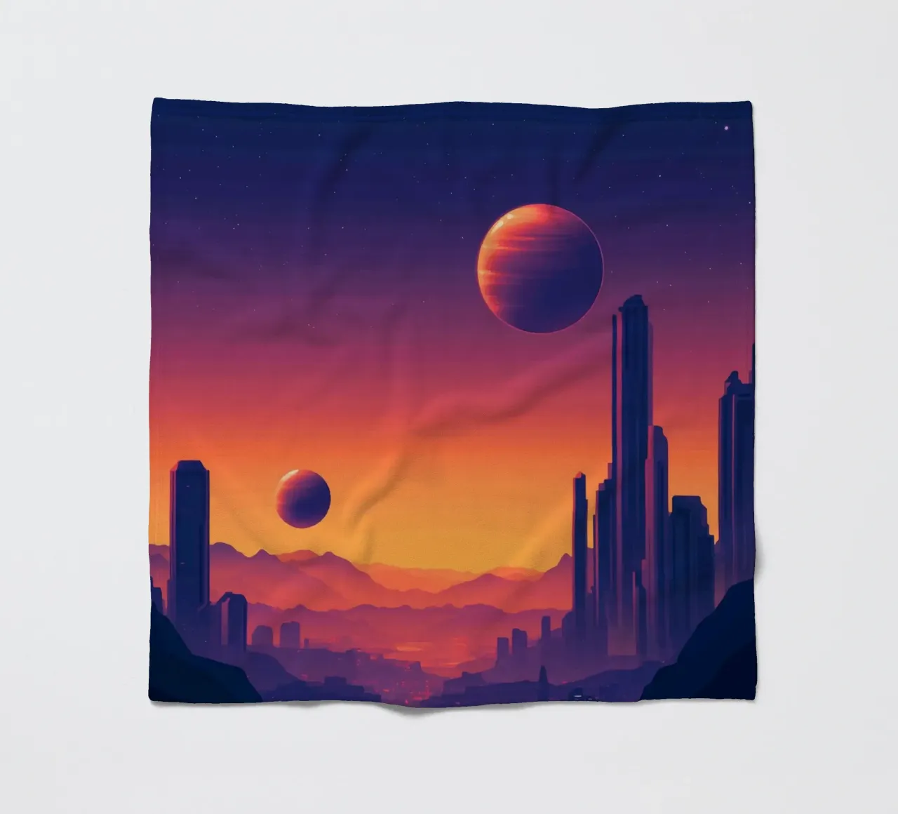 Tramonto di due pianeti coperta in pile da pixelbull - medieval art and more