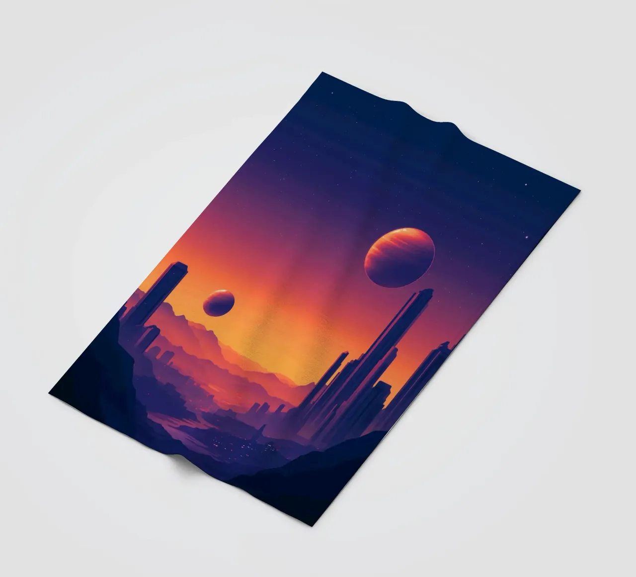 Tramonto di due pianeti coperta in pile da pixelbull - medieval art and more