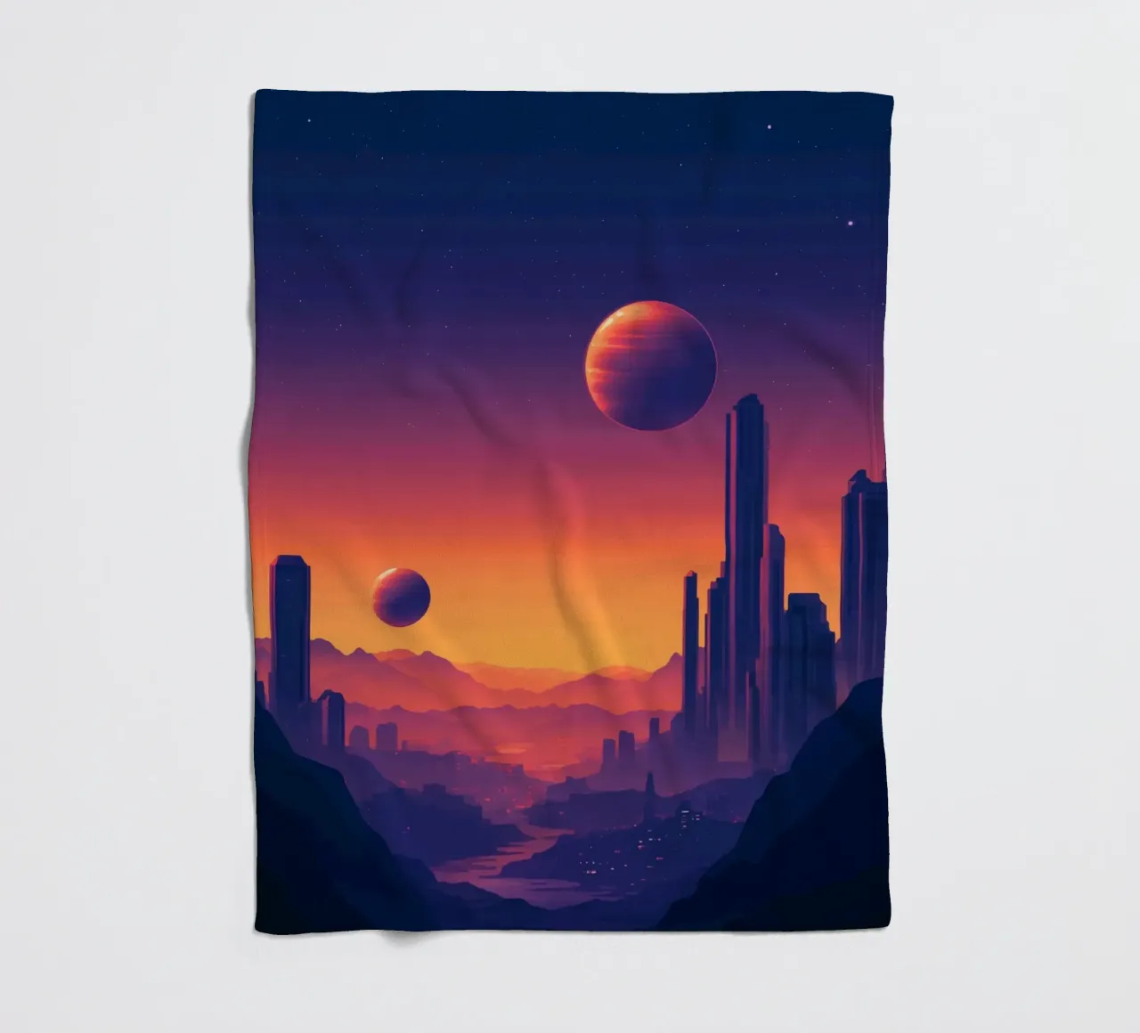 Tramonto di due pianeti coperta in pile da pixelbull - medieval art and more