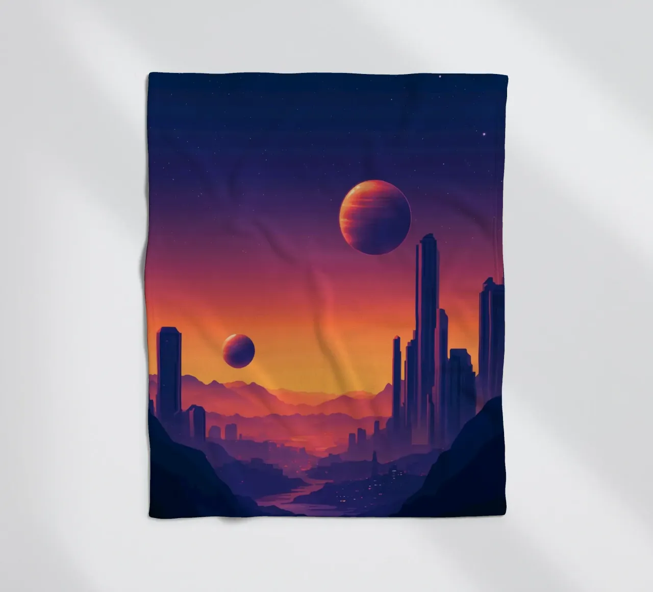 Tramonto di due pianeti coperta in pile da pixelbull - medieval art and more