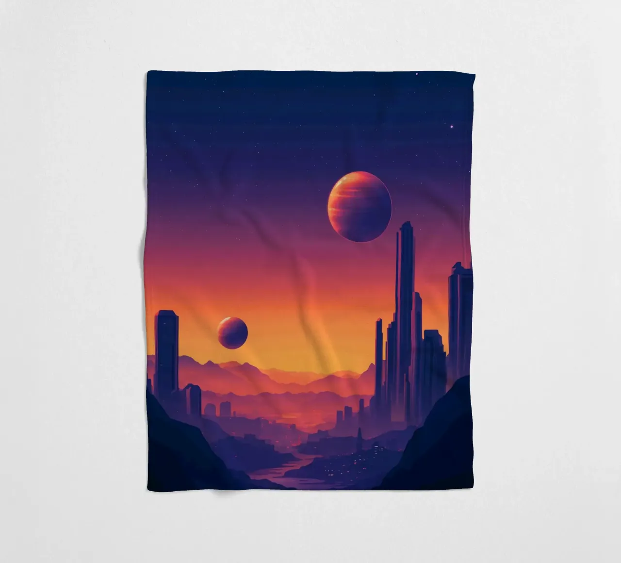 Tramonto di due pianeti coperta in pile da pixelbull - medieval art and more