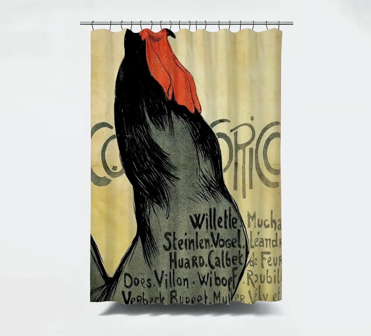 Théophile-Alexandre Steinlen - Cocorico shower curtain by ARTOTHEK