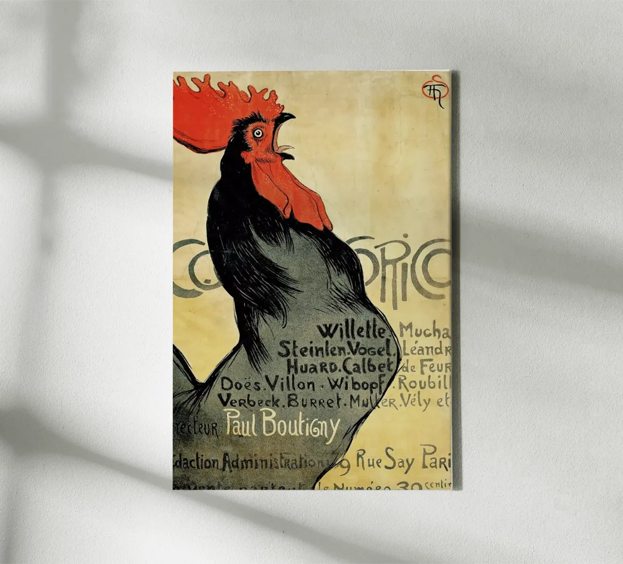 Théophile-Alexandre Steinlen - Cocorico canvas met Baklijst van ARTOTHEK