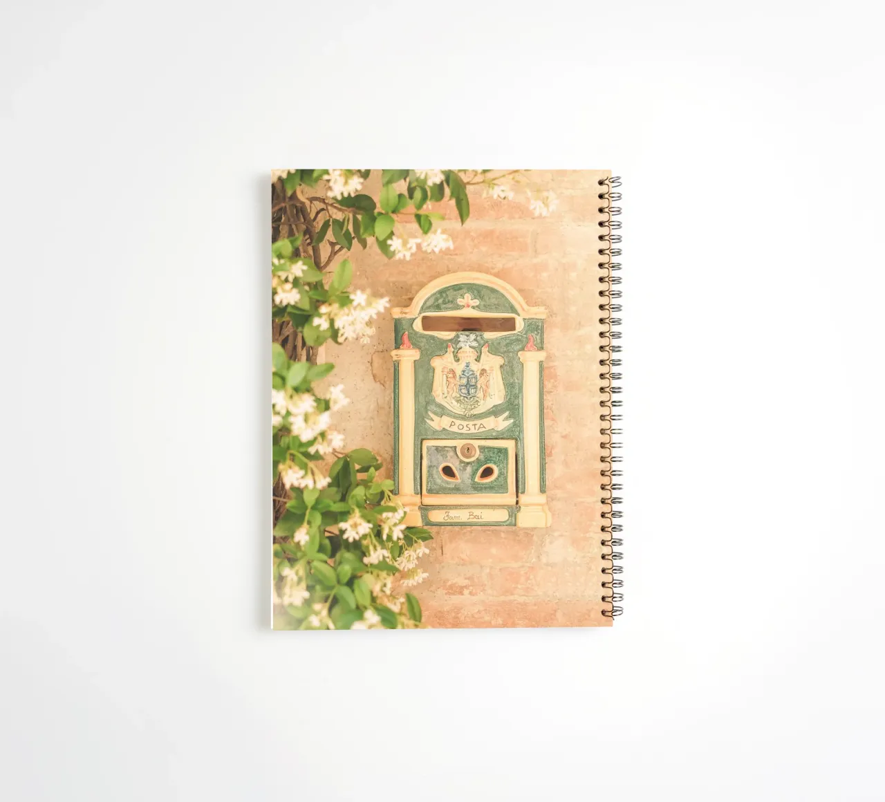 Tuscany, Italy I Decorated retro letterbox in Pienza spiral notebook by Julie Travel Photography