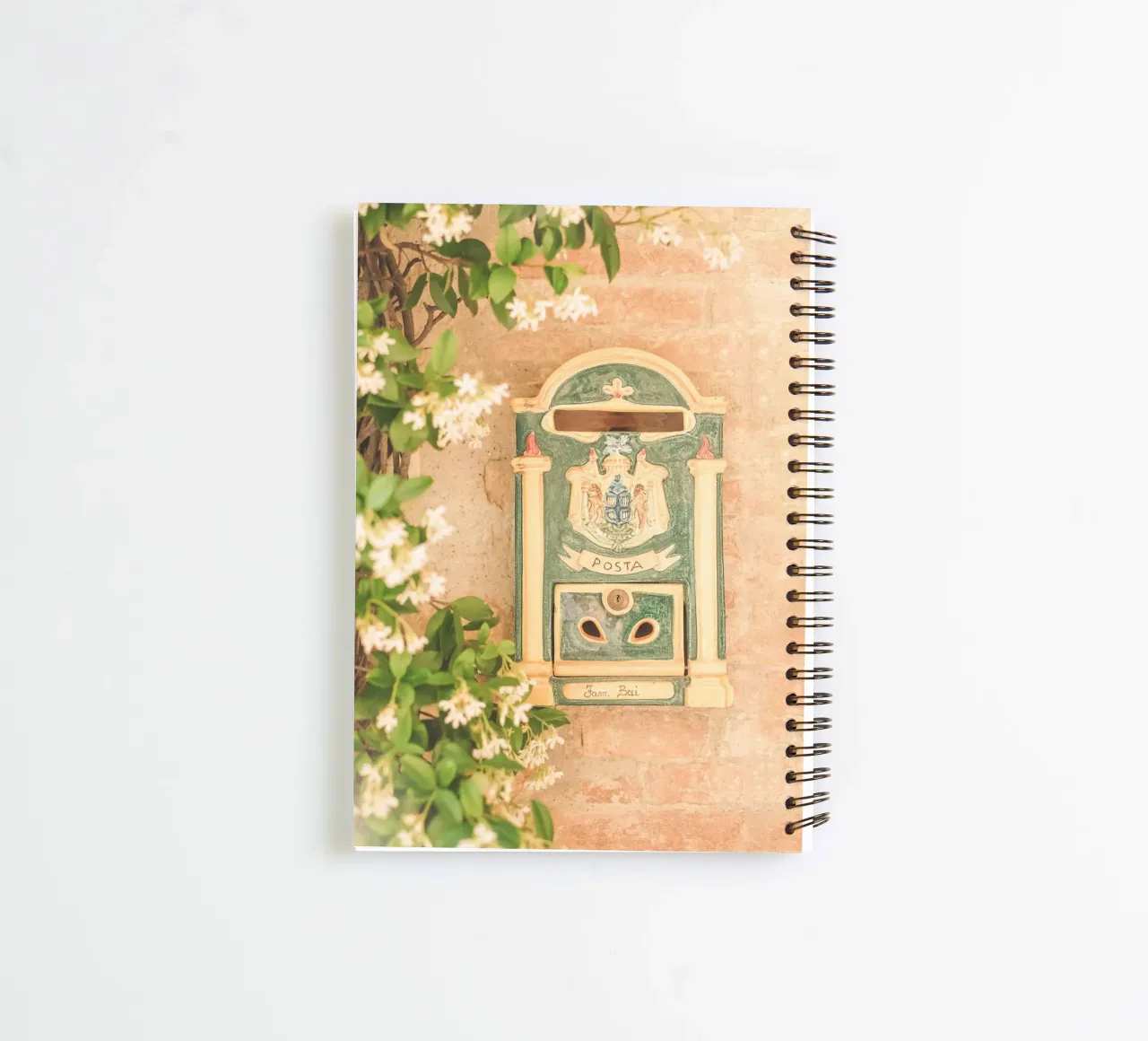 Tuscany, Italy I Decorated retro letterbox in Pienza spiral notebook by Julie Travel Photography