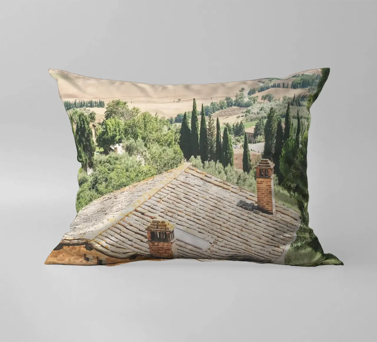 Toscane, Italie I Vue panoramique depuis Pienza sur campagne coussin de Julie Travel Photography