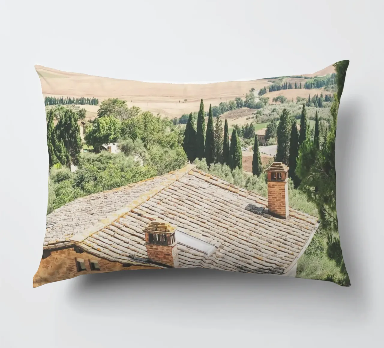 Toscane, Italie I Vue panoramique depuis Pienza sur campagne coussin de Julie Travel Photography