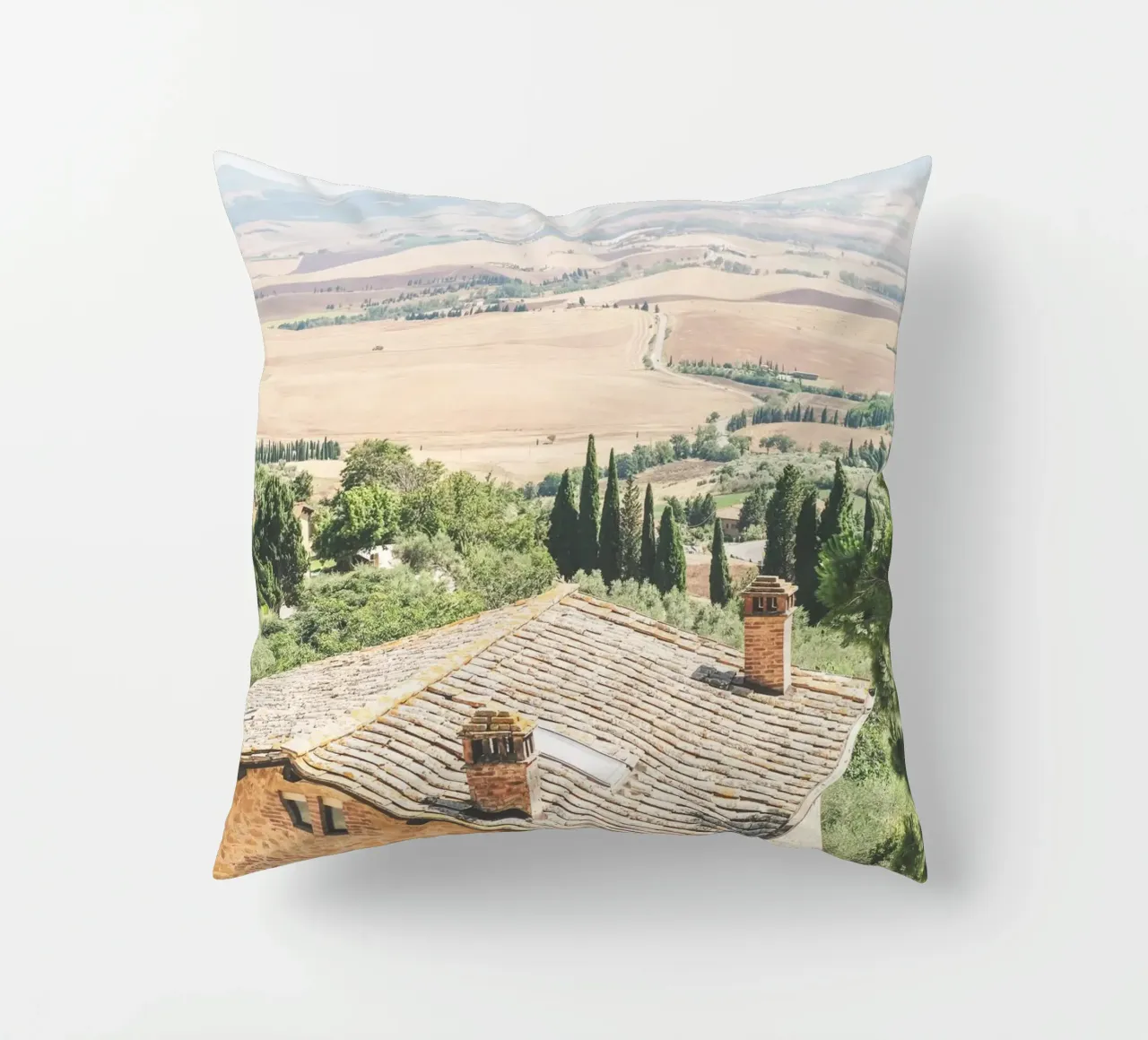 Toscane, Italie I Vue panoramique depuis Pienza sur campagne coussin de Julie Travel Photography