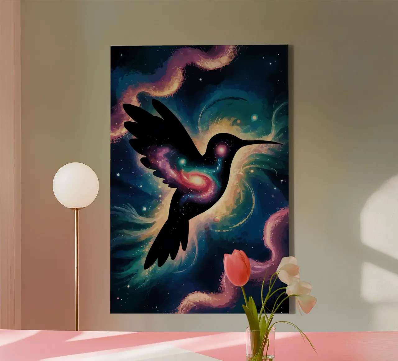 galassia colibrì tela con Cornice a cassetta da artdesign1985