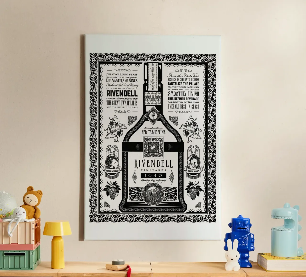 Lord of the Rings Rivendell Vineyards canvas met Baklijst van Barrett Biggers