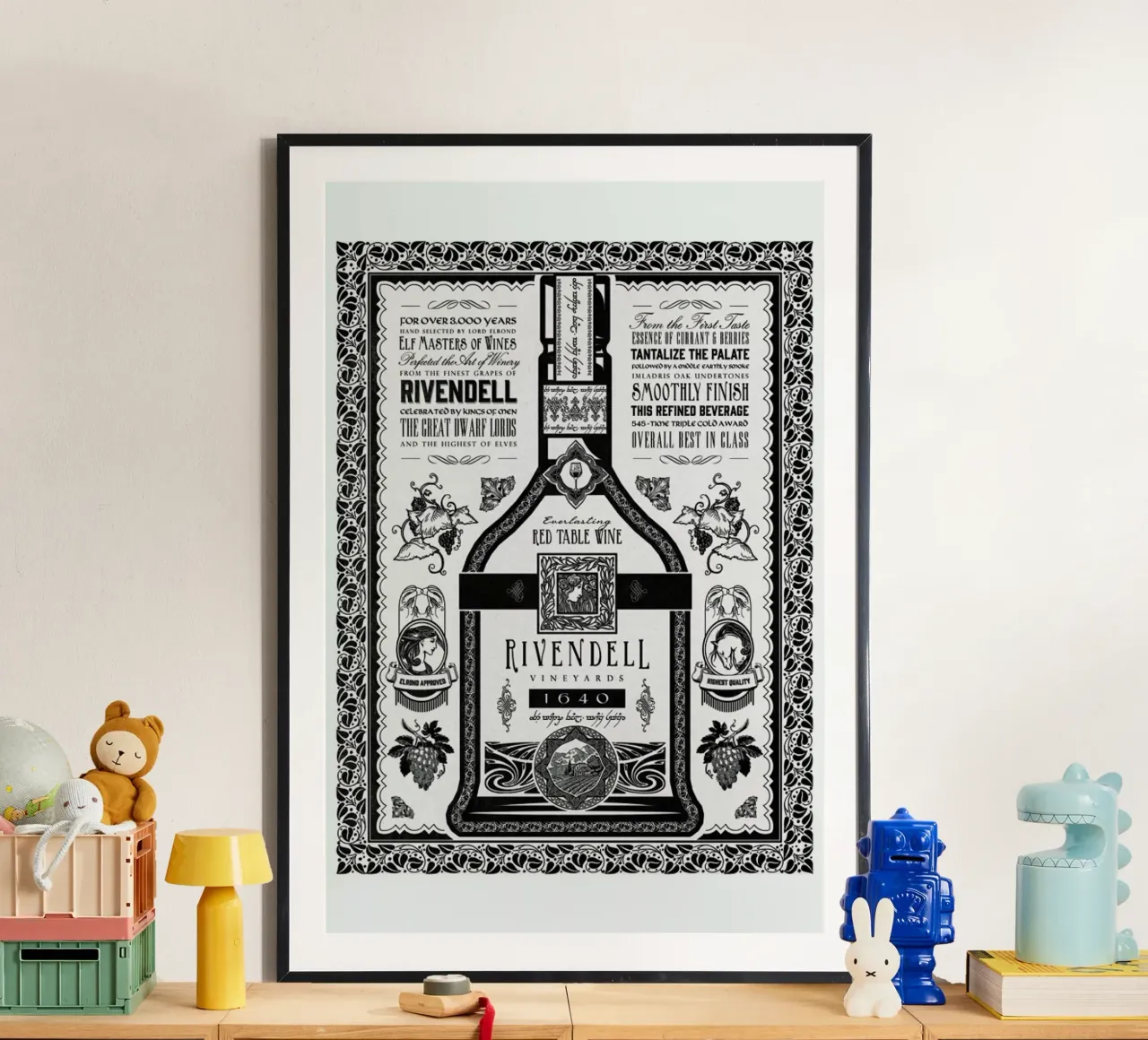 Lord of the Rings Rivendell Vineyards poster con telaio in legno da Barrett Biggers